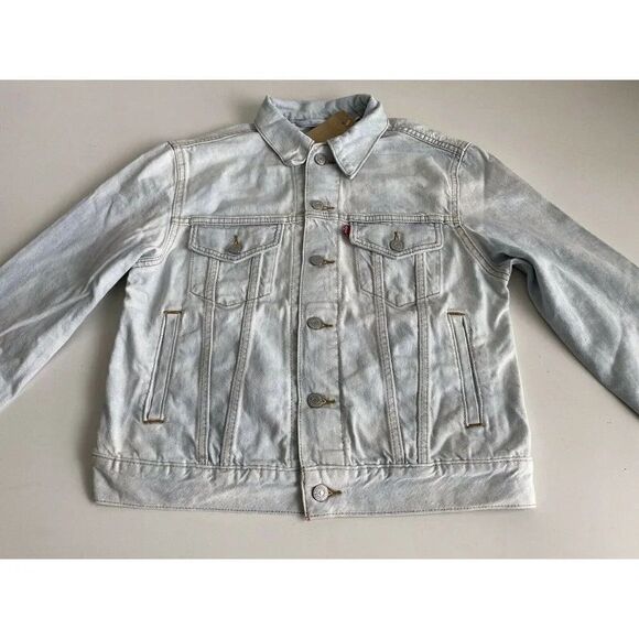 Levi’s Women’s 29944153 Embroidered Ex Boyfriend Jean Denim Trucker Jacket Sz S - Picture 8 of 11